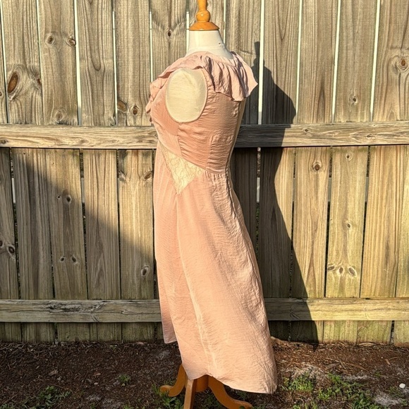 Anthropologie Avec les Filles pink slip dress, lace and ruffle details, sz small - Picture 8 of 13